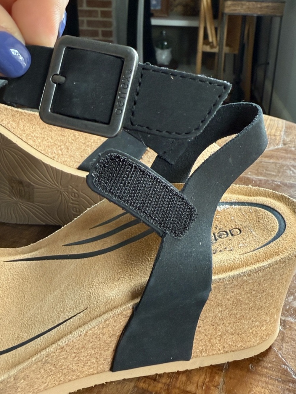 Aetrex Alexa Quarter Strap Wedge Sandals 40/9.5 - Picture 10 of 11